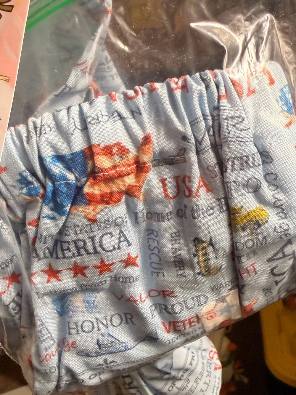 Blue Patriotic Print Ruffle Hem Kids Dress Bloomers American Flag